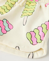 MACYS ECRU PRINTED BERMUDA SHORTS