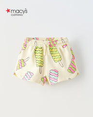 MACYS ECRU PRINTED BERMUDA SHORTS