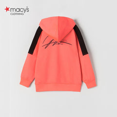 MACYS EMBOSSED NEON ATHELETIC SWEATSHIRT WITH HOOD