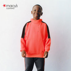 MACYS EMBOSSED NEON ATHELETIC SWEATSHIRT WITH HOOD