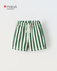 MACYS GREEN STRIPED JERSEY SHORTS