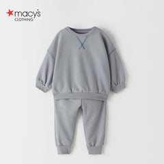 MACYS GREY OVERLOCK SWEATSHIRT 2 PCS SET