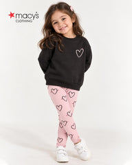 MACYS HEART EMBROIDERED SWEATSHIRT WITH RIBBED LEGGING SET