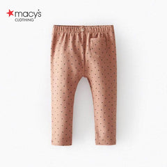 MACYS LIGHT BROWN DOTTED RIBBED LEGGING -MYS26
