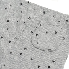 MACYS LIGHT GREY HEART PRINT RIBBED LEGGING -MYS28