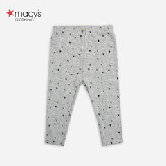 MACYS LIGHT GREY HEART PRINT RIBBED LEGGING -MYS28