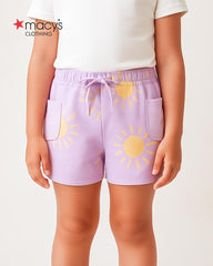 MACYS LIGHT PURPLE PRINTED JERSEY SHORTS