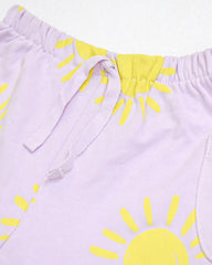 MACYS LIGHT PURPLE PRINTED JERSEY SHORTS
