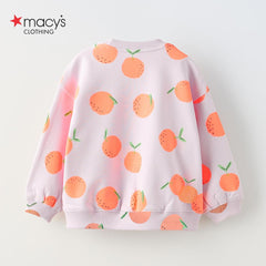 MACYS LILAC ORANGE PRINTED PLUSH SWEATSHIRT 2 PCS SET