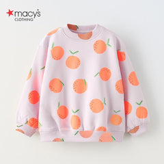 MACYS LILAC ORANGE PRINTED PLUSH SWEATSHIRT 2 PCS SET