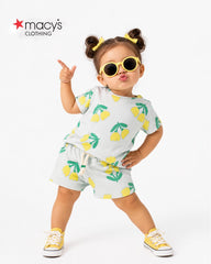 MACYS MINT GREEN FLORAL T-SHIRT WITH SHORTS 2 PCS SET