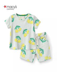 MACYS MINT GREEN FLORAL T-SHIRT WITH SHORTS 2 PCS SET