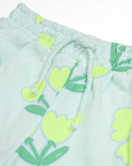 MACYS MINT GREEN FLOWERS PRINTED JERSEY SHORT