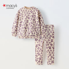 MACYS MUAVE ANIMAL PRINTED SWEATSHIRT 2 PCS SET