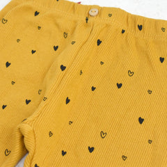 MACYS MUSTARD HEARTS RIBBED LEGGING -MYS31