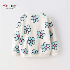 MACYS NATURAL WHITE FLOWERS PRINTED SWEATSHIRT