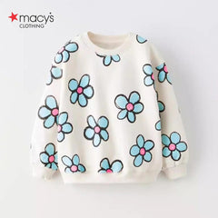 MACYS NATURAL WHITE FLOWERS PRINTED SWEATSHIRT