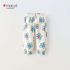 MACYS NATURAL WHITE FLOWERS PRINTED TROUSER
