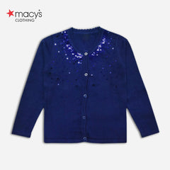 MACYS NAVY BLUE SEQUINED CARDIGAN