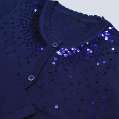 MACYS NAVY BLUE SEQUINED CARDIGAN