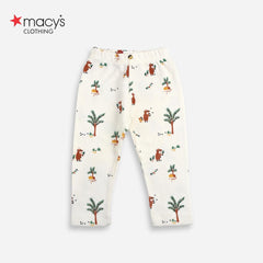 MACYS OFF WHITE ANIMAL PRINT WAFFLE LEGGING -MYS33