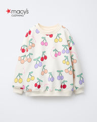 MACYS OFF WHITE CHERRY PRINT SWEATSHIRT WITH TROUSER SET