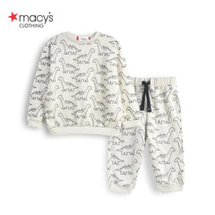 MACYS OFF WHITE DINO PRINTED SWEATSHIRT 2 PCS SET
