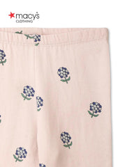 MACYS OFF WHITE FLORAL PRINT RIBBED LEGGING