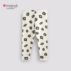 MACYS OFF WHITE FLORAL RIBBED LEGGING