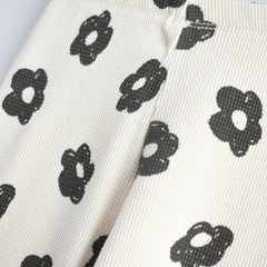 MACYS OFF WHITE FLORAL RIBBED LEGGING