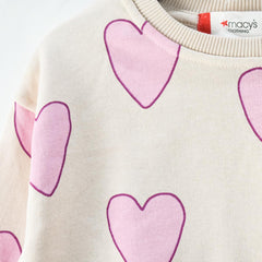 MACYS OFF WHITE HEARTS PRINTED SWEATSHIRT