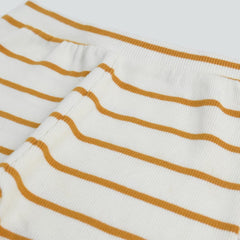 MACYS OFF WHITE ORANGE STRIPED RIB LEGGING -MYS36