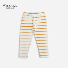 MACYS OFF WHITE ORANGE STRIPED RIB LEGGING -MYS36