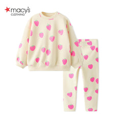 MACYS STRAWBERRY PRINT PLUSH SWEATSHIRT 2 PCS SET