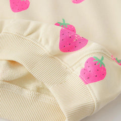 MACYS OFF WHITE STRAWBERRY PRINT PLUSH SWEATSHIRT