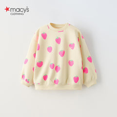 MACYS STRAWBERRY PRINT PLUSH SWEATSHIRT 2 PCS SET