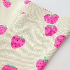 MACYS OFF WHITE STRAWBERRY PRINT RIBBED LEGGING