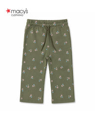 MACYS OLIVE GREEN FLORAL SWEATSHIRT WITH TROUSER SET