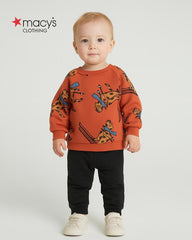 MACYS ORANGE SKIS PRINTED 2 PCS SET