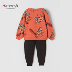 MACYS ORANGE SKIS PRINTED 2 PCS SET