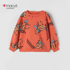 MACYS ORANGE SKIS PRINTED SWEATSHIRT