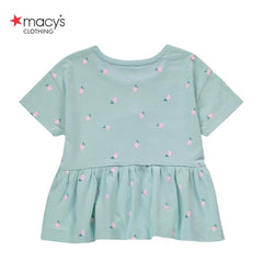MACYS PASTEL GREEN FLORAL PRINTED T-SHIRT