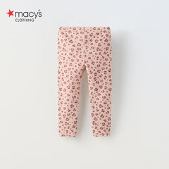 MACYS PASTEL PINK RIBBED PRINTED LEGGING