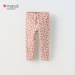 MACYS PASTEL PINK RIBBED PRINTED LEGGING