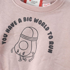 MACYS PINK BIG WORLD PRINTED SWEATSHIRT