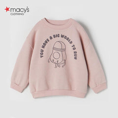 MACYS PINK BIG WORLD PRINTED SWEATSHIRT