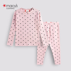 MACYS PINK DOTTED RIBBED 2 PCS SET