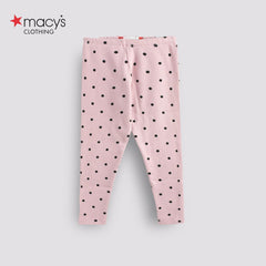 MACYS PINK DOTTED RIBBED LEGGING