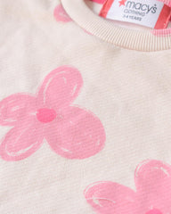 MACYS PINK FLOWERS PLUSH SWEATSHIRT WITH TROUSER SET