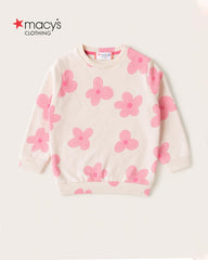 MACYS PINK FLOWERS PLUSH SWEATSHIRT WITH TROUSER SET